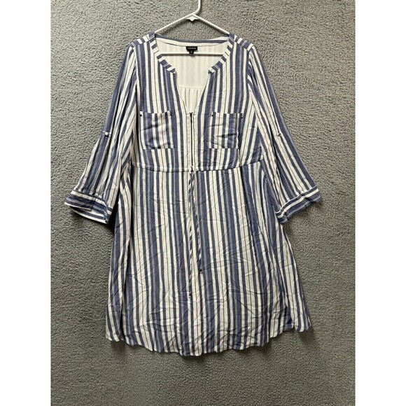 Torrid Dress Womens 1X Blue Chambray Denim Zip Pockets Plus Size Adjustable - Picture 1 of 16